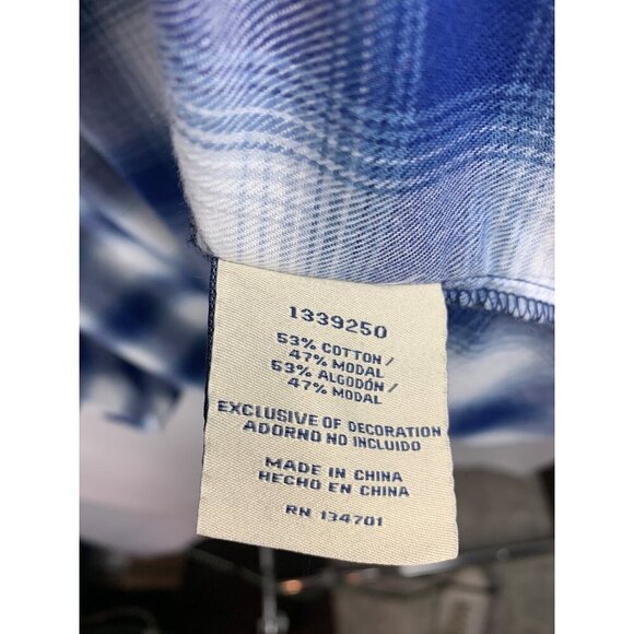 Boston Traders Womens Blue Plaid Long Sleeve Shirt M Cotton/Modal - Picture 2 of 7